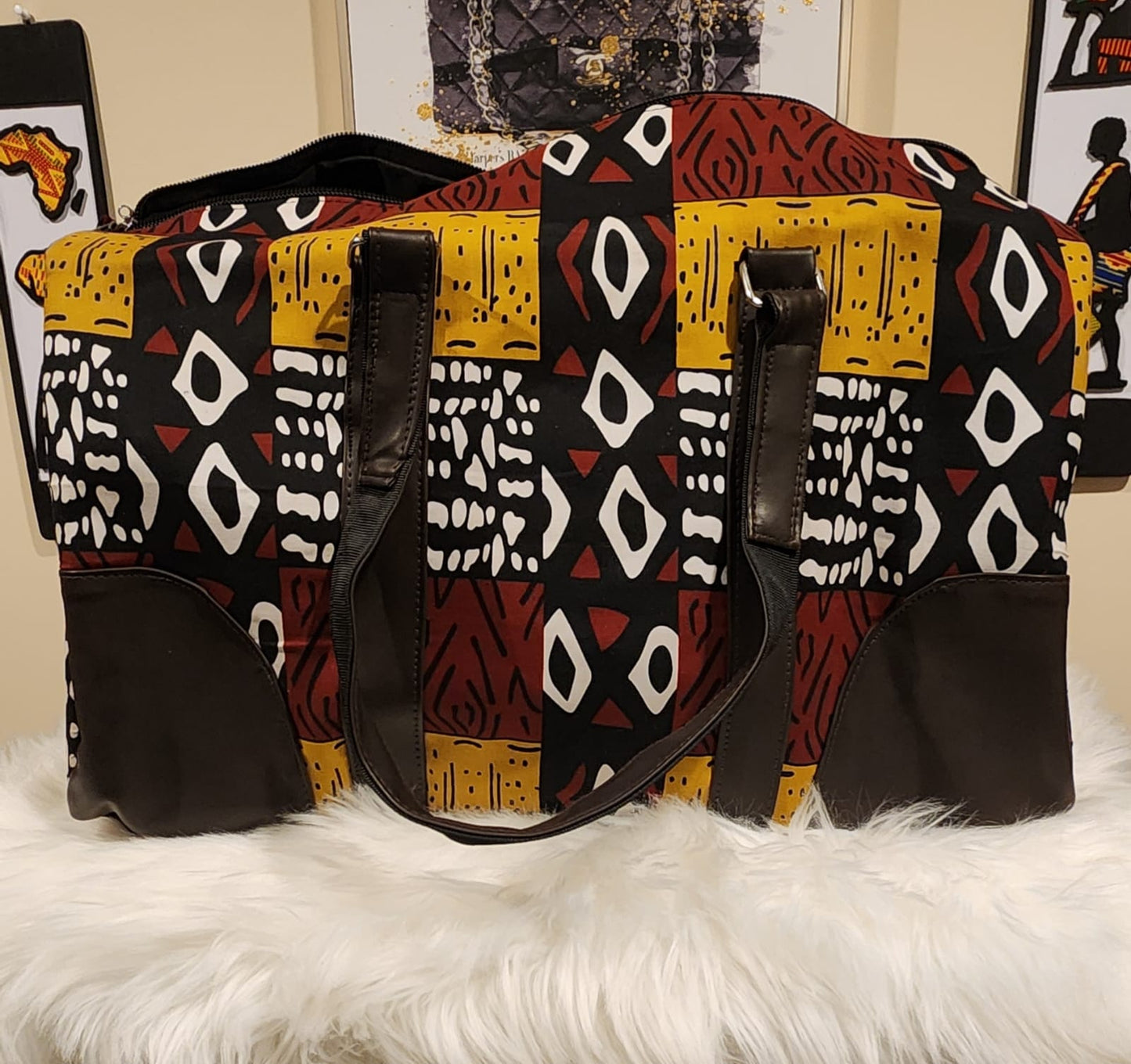 African Fabric Overnight Bag