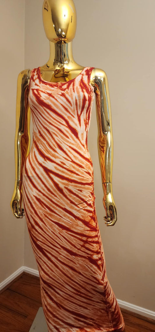 sleeveless long Tie-Dye Dress
